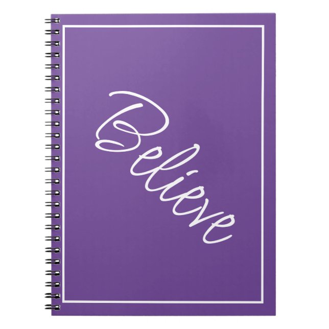 Cuaderno Fondo púrpura de la frase "creer" (Frente)