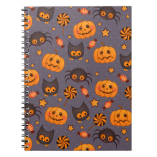 Cuaderno Fondo púrpura del patrón de Halloween