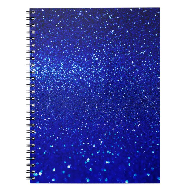 Cuaderno Fondo purpurina azul brillante abstracto (Frente)