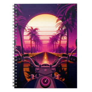 Cuaderno Fondo retro futurista de ciencia ficción de los añ