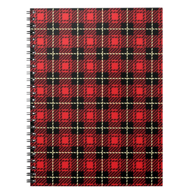 Cuaderno Fondo rojo de la tela escocesa (Frente)