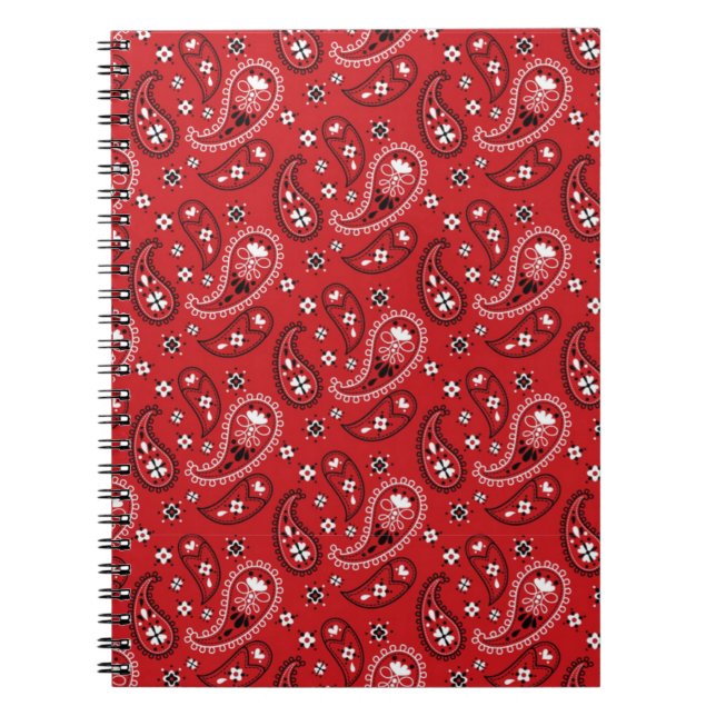 Cuaderno Fondo rojo del patrón Paisley-98567 (Frente)