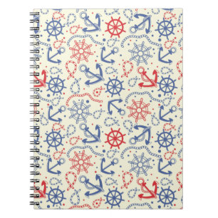 Cuaderno Fondo rojo y marino con ancla