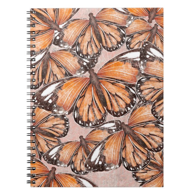 Cuaderno Fondo rosa de las mariposas del Almirante Rojo (Frente)
