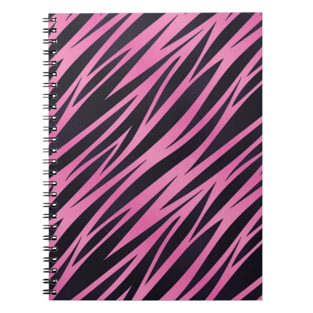 Cuaderno Fondo rosado de la raya de la cebra (Frente)