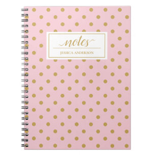 Cuaderno Fondo rosado personalizado con puntos de polka dor