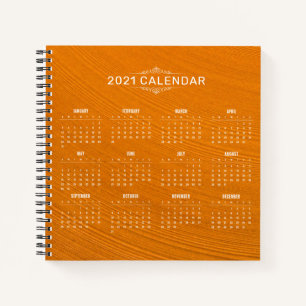 Cuaderno Fondo Simple de Madera del Calendario 2021 Portá
