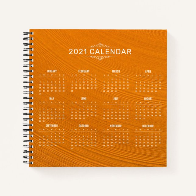 Cuaderno Fondo Simple de Madera del Calendario 2021 | Portá (Anverso)
