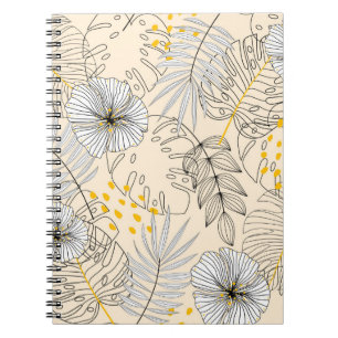 Cuaderno Fondo sin igual con plantas, hojas y flores