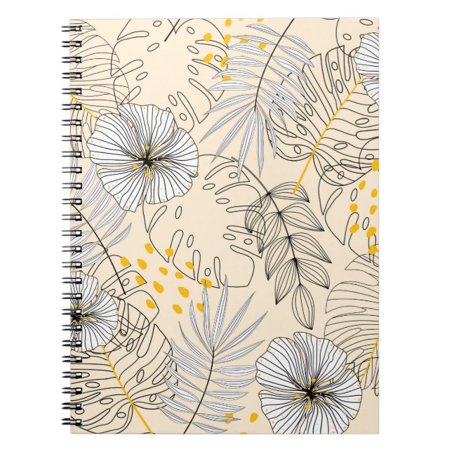 Cuaderno Fondo sin igual con plantas, hojas y flores (Frente)