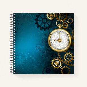 Cuaderno Fondo turquesa de vapor con engranajes