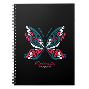 Cuaderno Fondo vectorial con hermosa mariposa. tatuaje