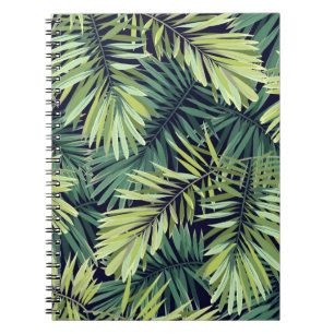 Cuaderno Fondo verde claro con plantas tropicales. Costura