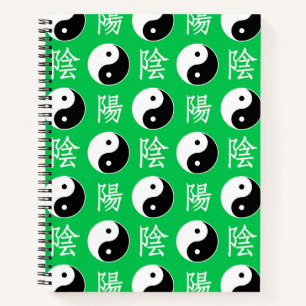 Cuaderno Fondo verde patrón chino Yinyang