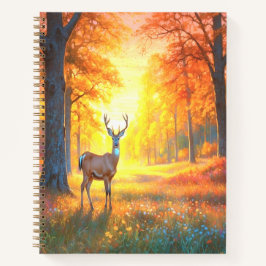 Cuaderno Forest Flowers and Deer Colorful Art