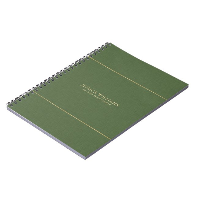 Cuaderno Forest Green Linen Texture Image Gold frame (Lado Izquierdo)