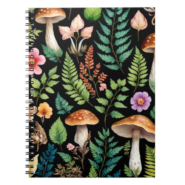 Cuaderno Forest Mushroom Woodland Ferns Art (Frente)