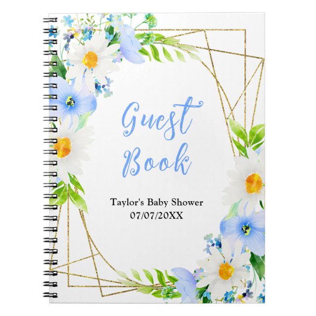 Cuaderno Forget-Me-Nots and Daisies Baby Shower Guest Book (Frente)