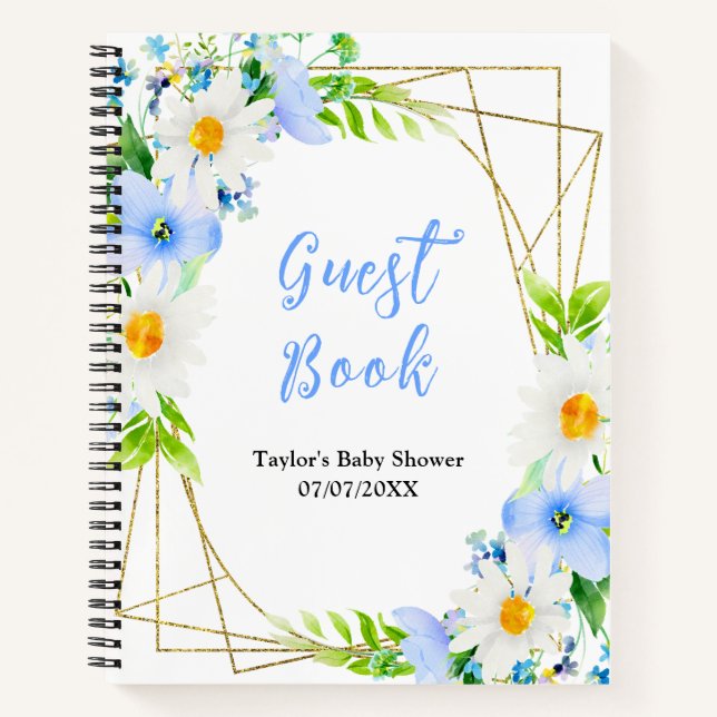 Cuaderno Forget-Me-Nots and Daisies Baby Shower Guest Book (Anverso)