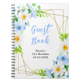 Cuaderno Forget Me Nots and Daisies Birthday Guest Book