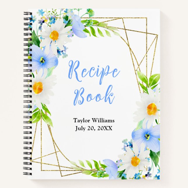 Cuaderno Forget-Me-Nots Daisies Floral Recipe Book (Anverso)
