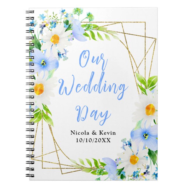 Cuaderno Forget-Me-Nots Daisies Floral Wedding Planner (Frente)