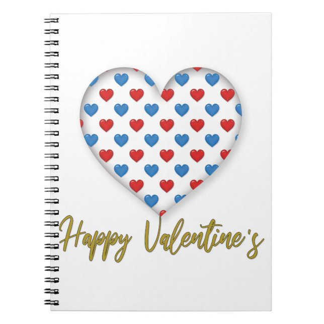 Cuaderno Forma de corazón elegante rojo y azul (Frente)