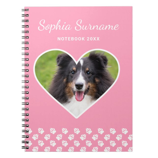 Cuaderno Forma de corazón Foto de mascota personalizada en  (Frente)
