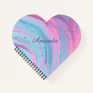 Cuaderno Forma giratoria personalizada rosa y azul de Swirl