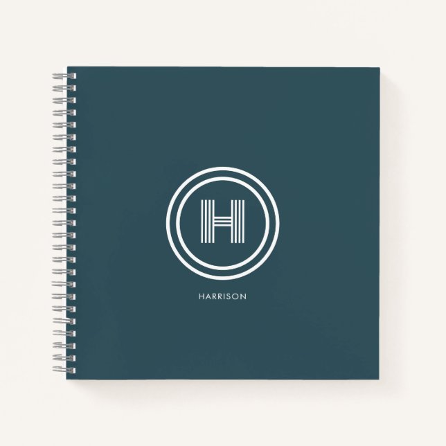 Cuaderno | Forma simple moderna con monograma (Anverso)