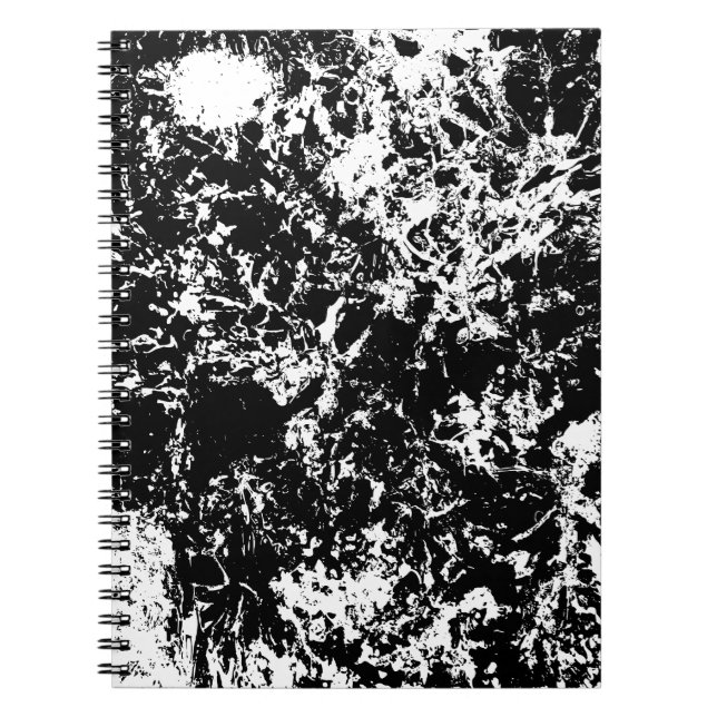 Cuaderno Formación de hielo abstracto en blanco y negro (Frente)