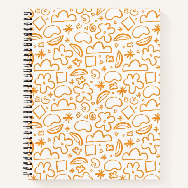 Cuaderno Formas abstractas modernas Patrón Naranja vibrante (Anverso)