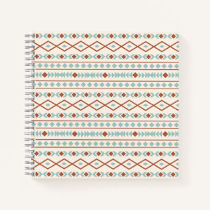Cuaderno Formas aztecas Patrón Arrosto Crema Verde azulada