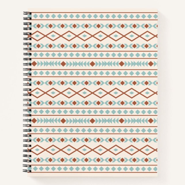 Cuaderno Formas aztecas Patrón Arrosto Crema Verde azulada (Anverso)