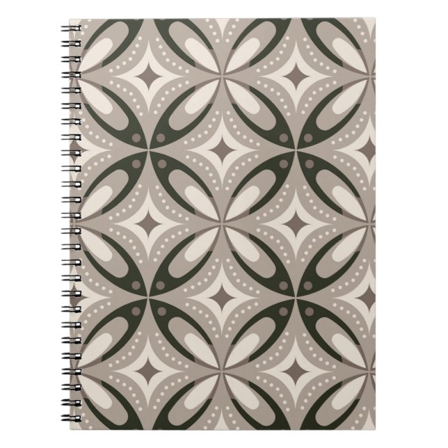 Cuaderno Formas circulares retro beige y marrón (Frente)
