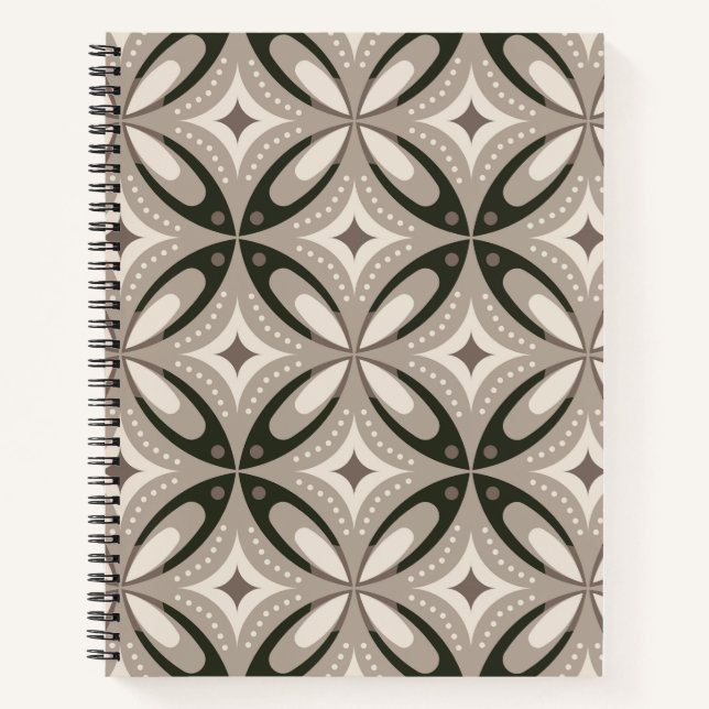 Cuaderno Formas circulares retro beige y marrón (Anverso)