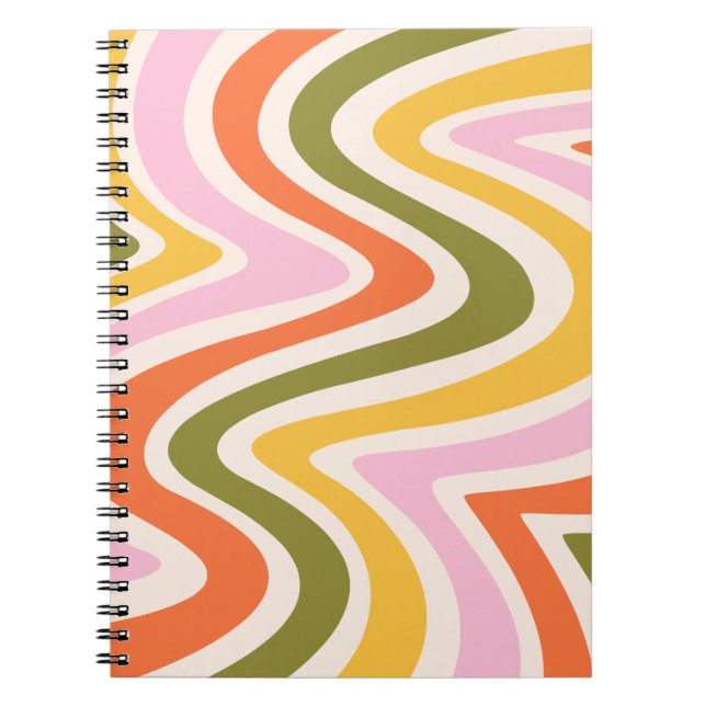 Cuaderno Formas curvadas de color retro (Frente)