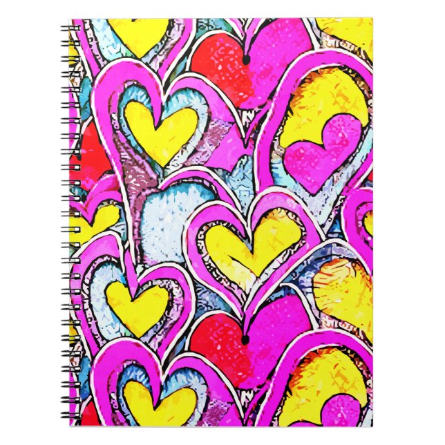 Cuaderno Formas de Corazón en Mosaico de Arte (Frente)