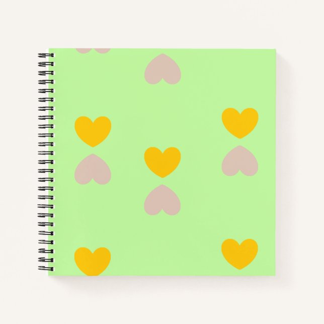 Cuaderno Formas de corazón sobre verde claro (Anverso)