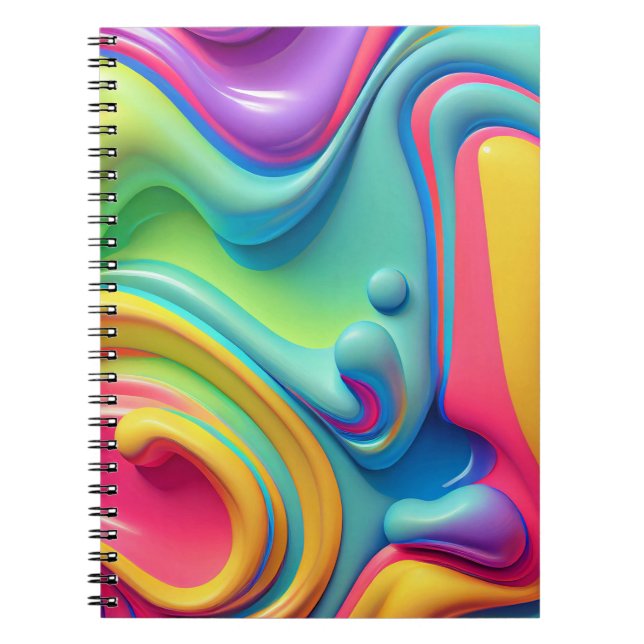 Cuaderno Formas de fluidos arcoiris plásticos (Frente)