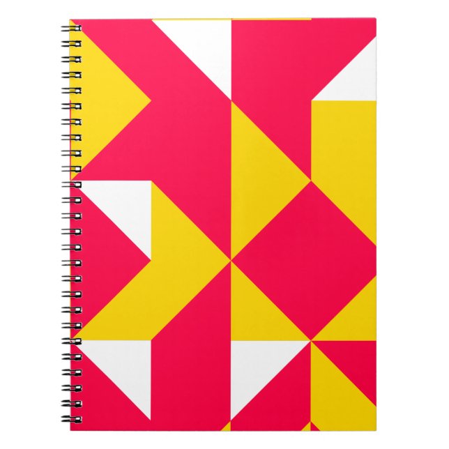 Cuaderno Formas de patrones geométricos rojos y amarillos (Frente)