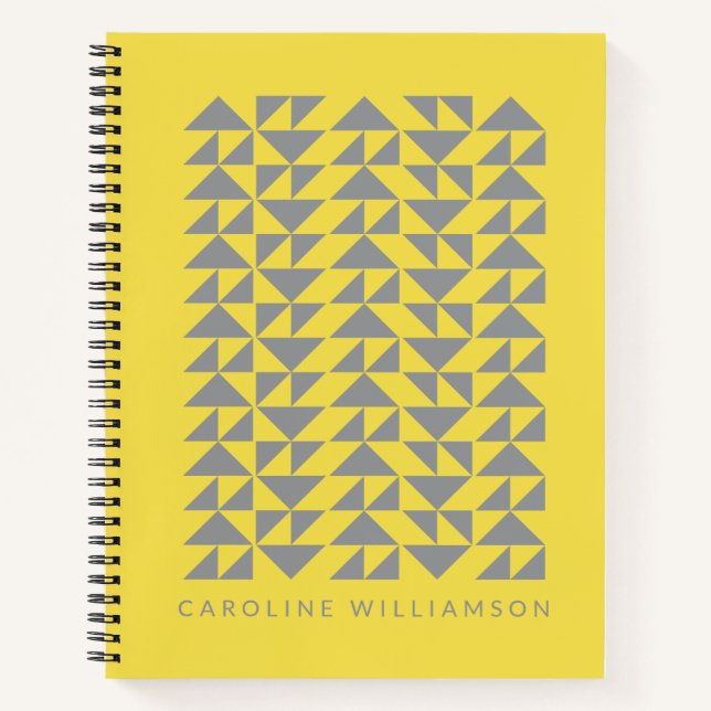 Cuaderno Formas de triángulo geométrico en amarillo persona (Anverso)