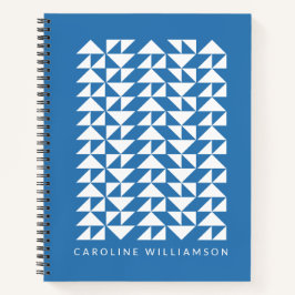 Cuaderno Formas de triángulo geométrico en azul personaliza