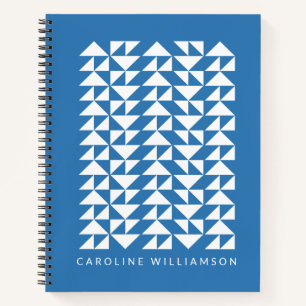 Cuaderno Formas de triángulo geométrico en azul personaliza