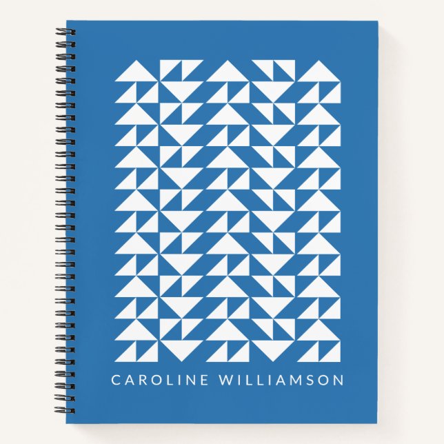 Cuaderno Formas de triángulo geométrico en azul personaliza (Anverso)