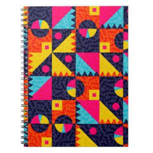Cuaderno Formas geométricas abstractas. Ilustración retro c