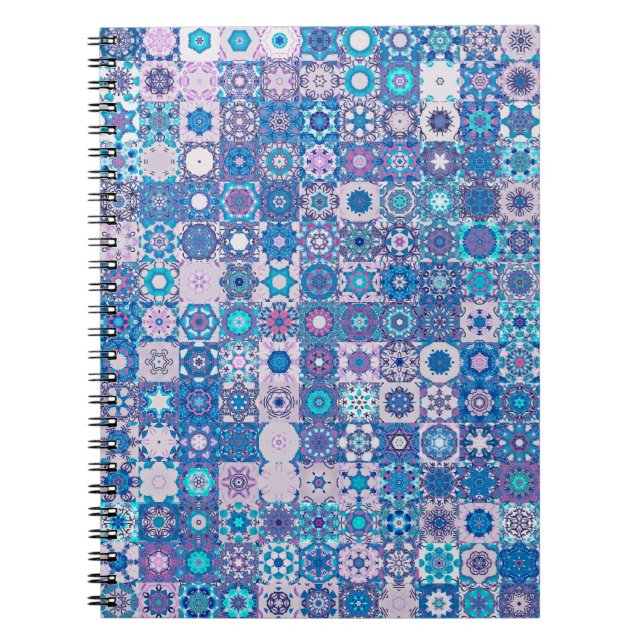 Cuaderno Formas geométricas abstractas y flores, sin costur (Frente)