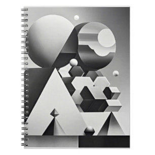 Cuaderno Formas geométricas de gris blanco negro