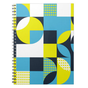 Cuaderno Formas geométricas, fondo colorido abstracto.