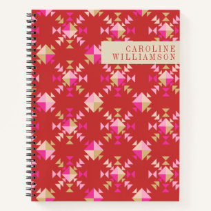Cuaderno Formas geométricas modernas Patrón rojo personaliz